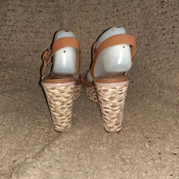 COACH-HIGH ESPADRILLE WEDGE SANDAL-STYLE# FG2110-Brown Leather-Sz 10B-NWOB - Picture 5 of 12